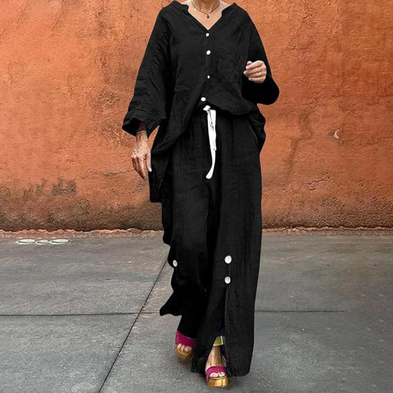 Dame afslappet linned sæt Stilla