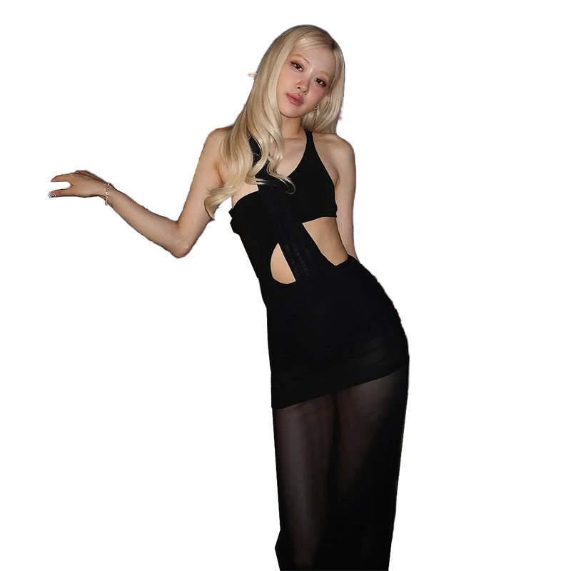 Dame maxikjole med cut-out-detaljer og stilfuld chiffon top Stilla