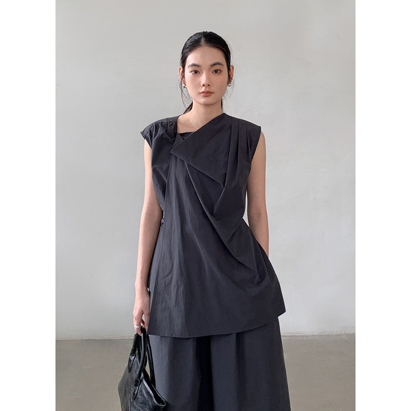 Dame elegant indpakningsoberste med innovativ drapering Stilla