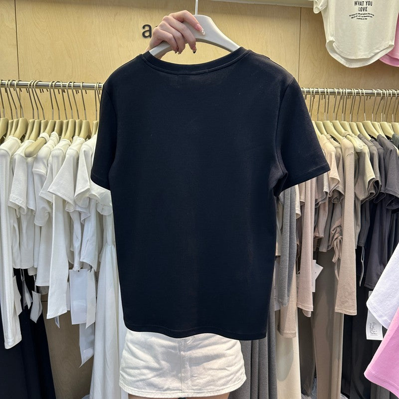 Femme Contemporary Split Søm T-Shirt Stilla