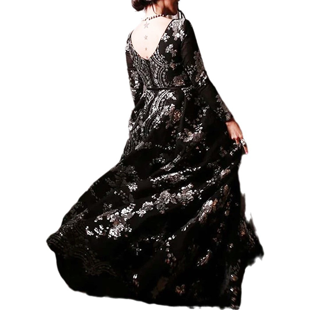 Dame Elegant aftenkjole med blomster spids aksenter og voluminøs skørt Stilla