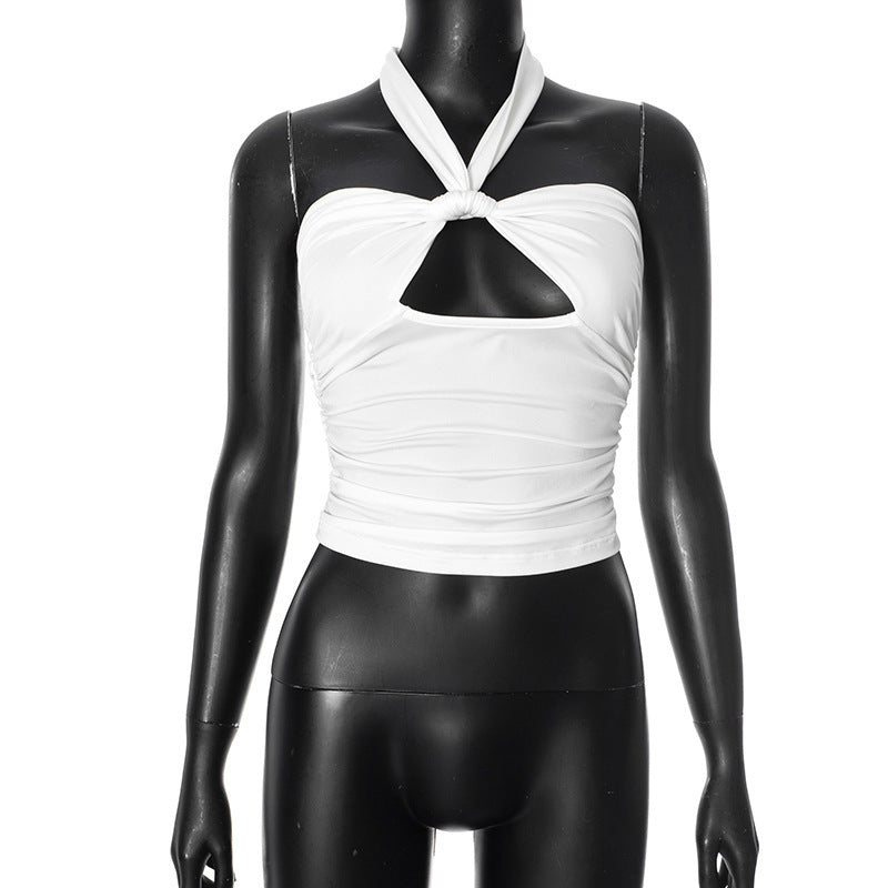 Dame cropped top med dobbelt knude og tætsiddende snit Stilla