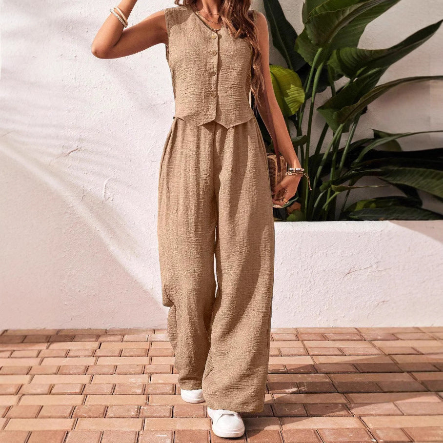 Dame afslappet jumpsuit med knapdetalje Stilla