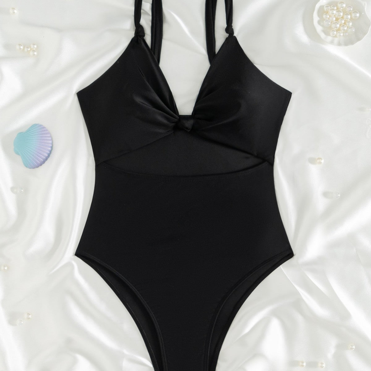Dame Elegant Ensartet Badedragt med knudeformet design og høj benudskæring Stilla