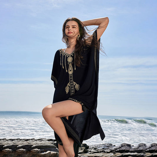 Dame Elegant designet Kaftan med fine broderier Stilla