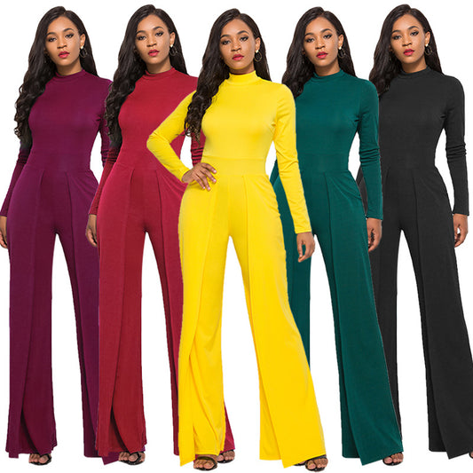 Dame Elegant Jumpsuit med højhalset design og vide ben Stilla