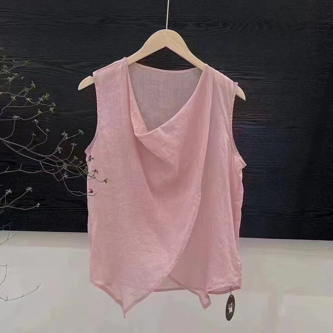 Dame Draperet Linned Ærmeløs Top Stilla