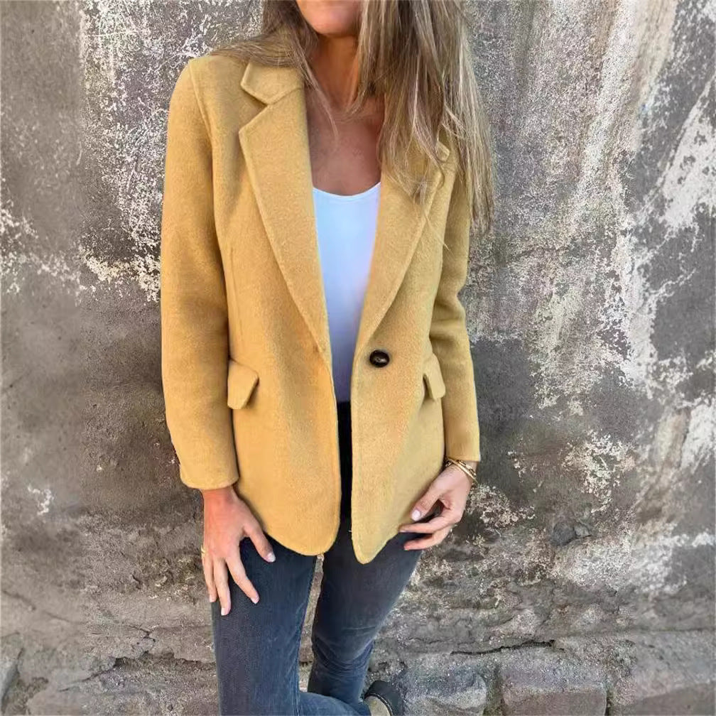 Dame Elegant Blazer med varmt fleece-stof og praktiske lommer Stilla