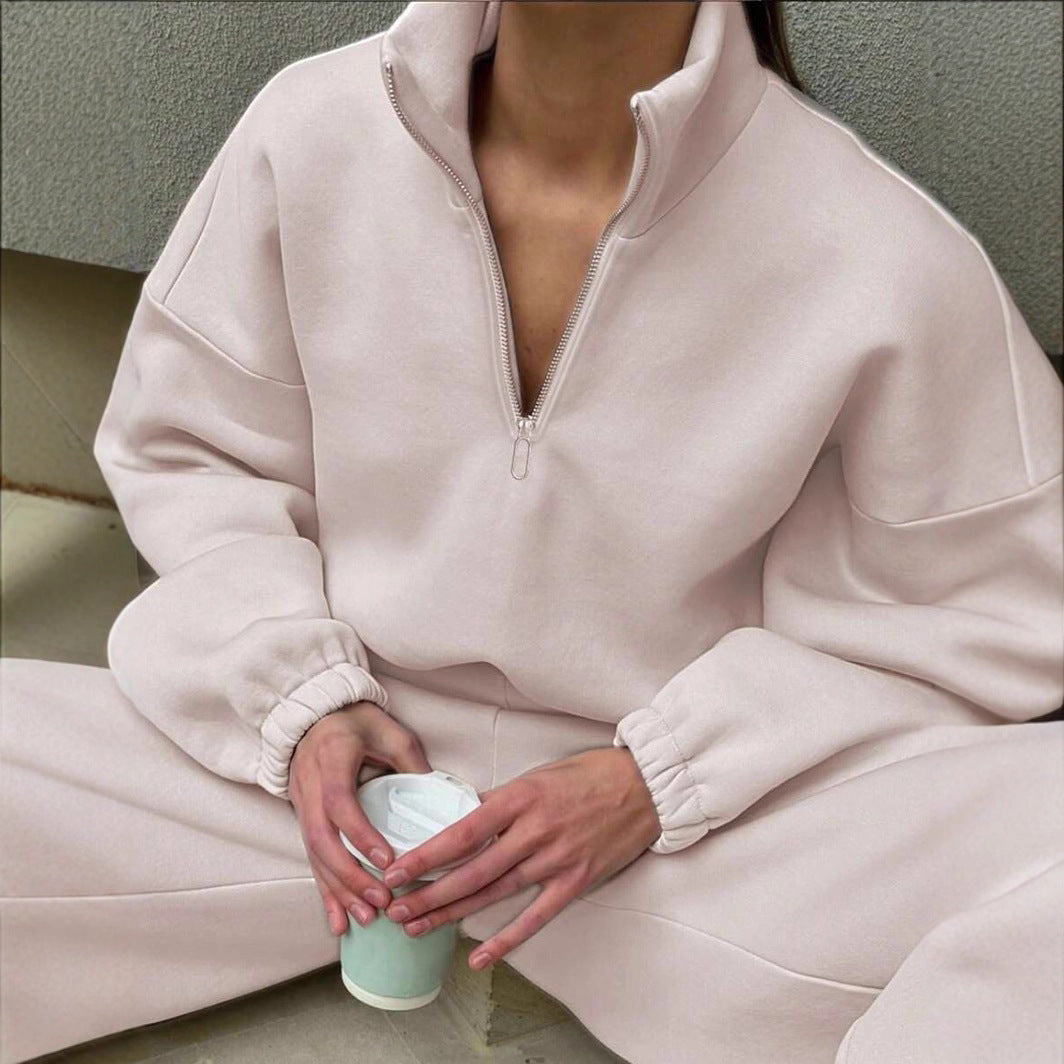 Dame afslappet og moderne sweatshirt med kort ståkrave og lynlås Stilla