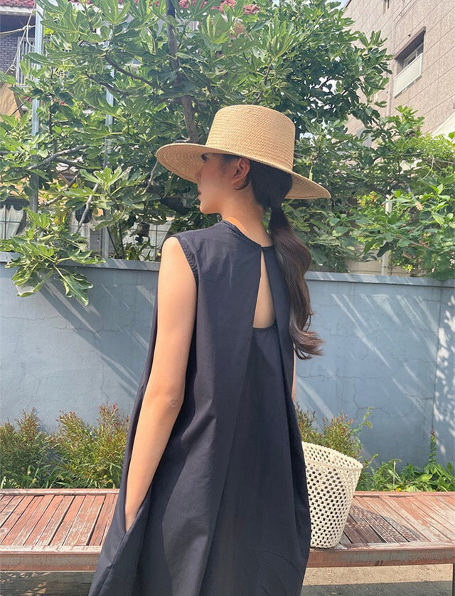 Dame afslappet sommermaxikjole med ensfarvet design og bred pasform Stilla