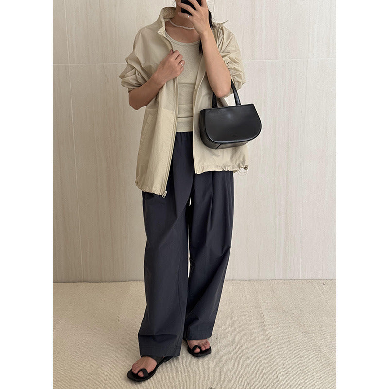 Dame afslappede brede culotte bukser med elastisk talje og praktiske sidelommer Stilla