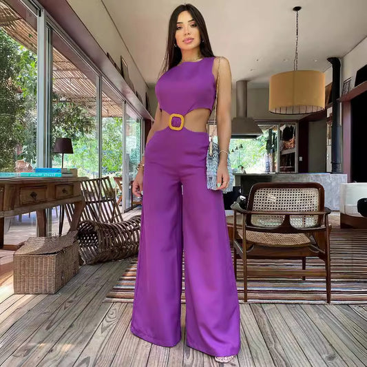Dame Jumpsuit med innovativt cut-out og bred talje Stilla