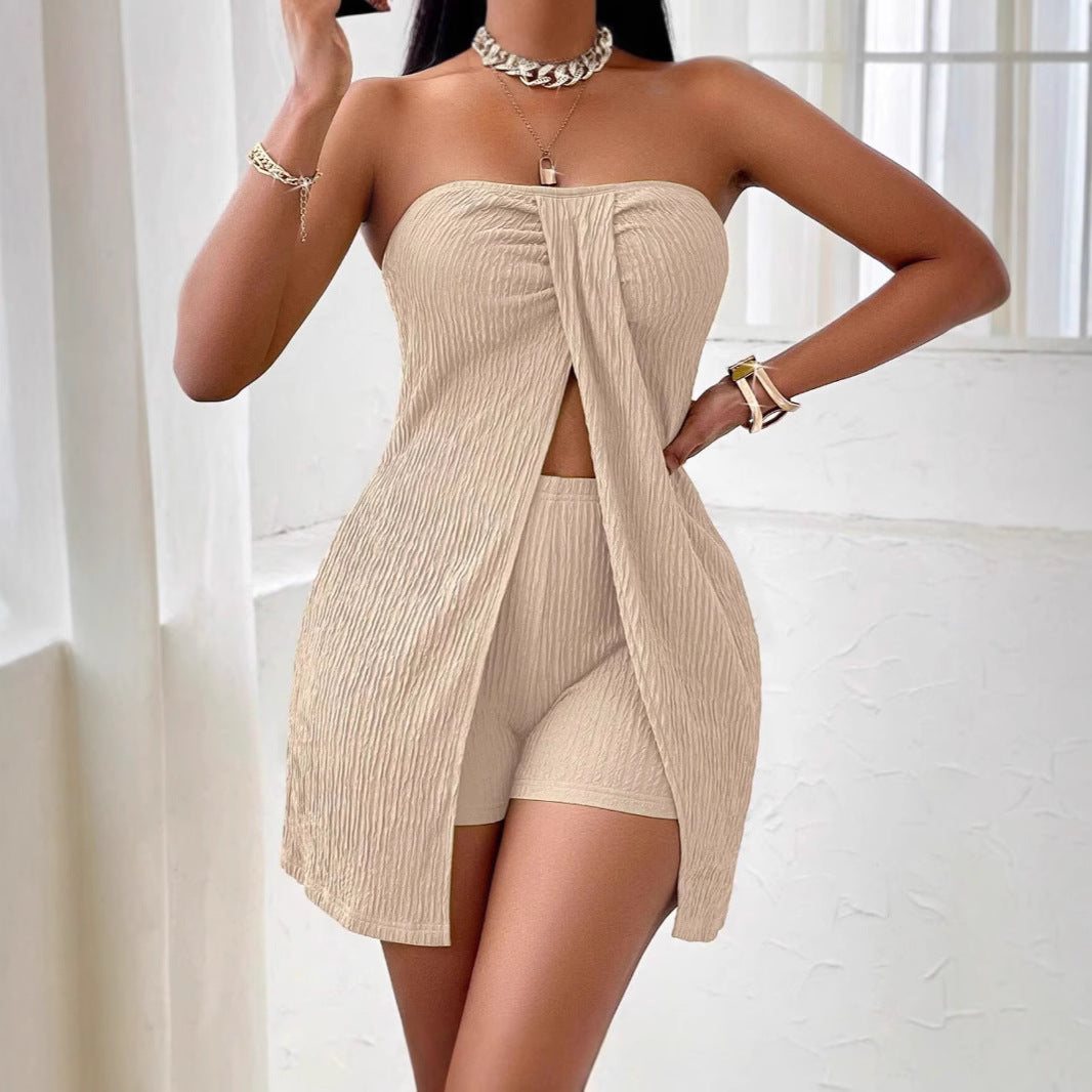 Dame Stropløs Jumpsuit med Draperet Overlay Stilla