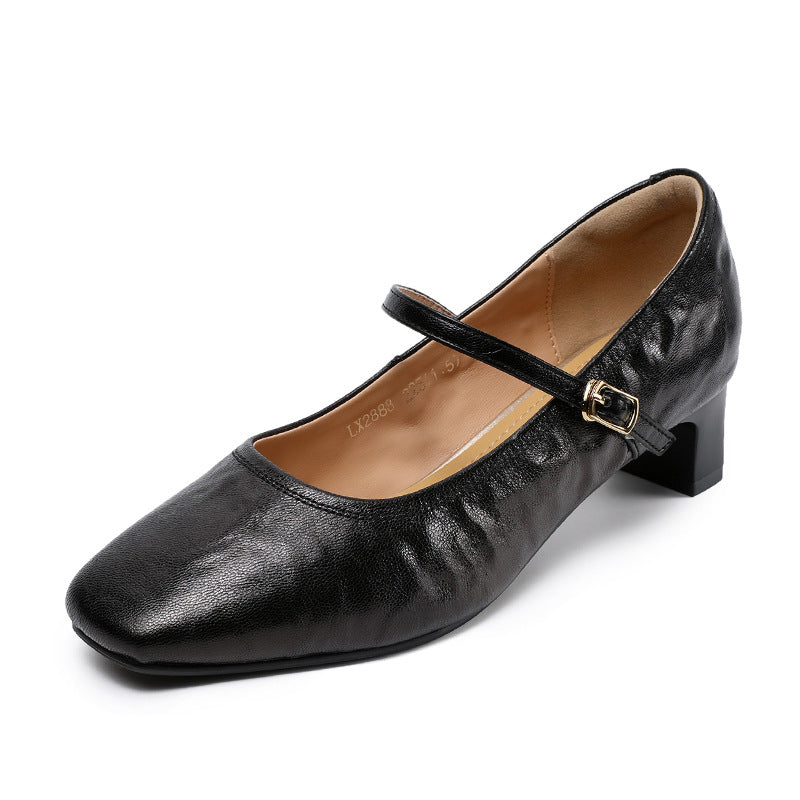 Dame Elegant Blokhæls Mary Jane Ballerinaer Stilla