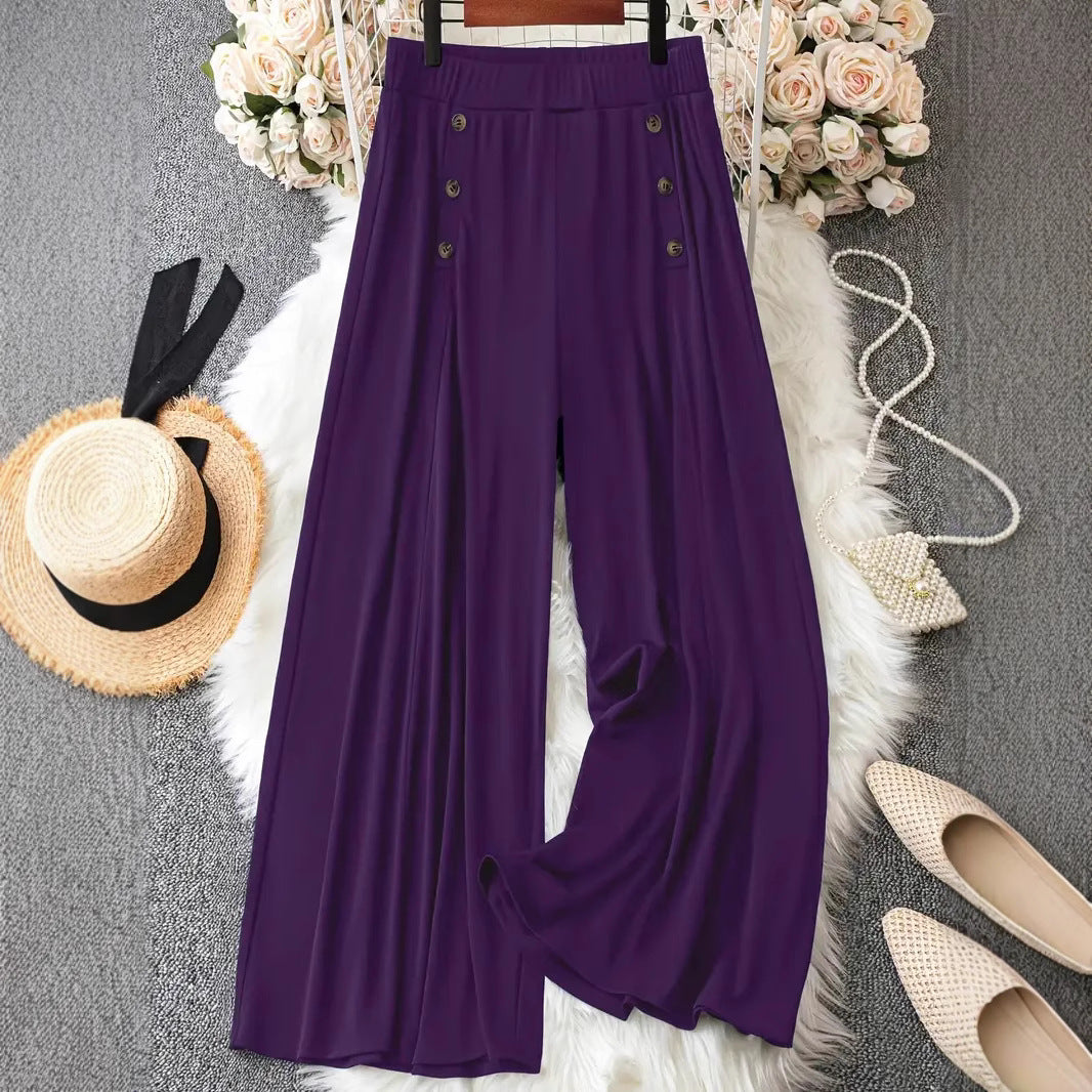 Dame elegant Culotte med knapdetaljer og høj talje Stilla