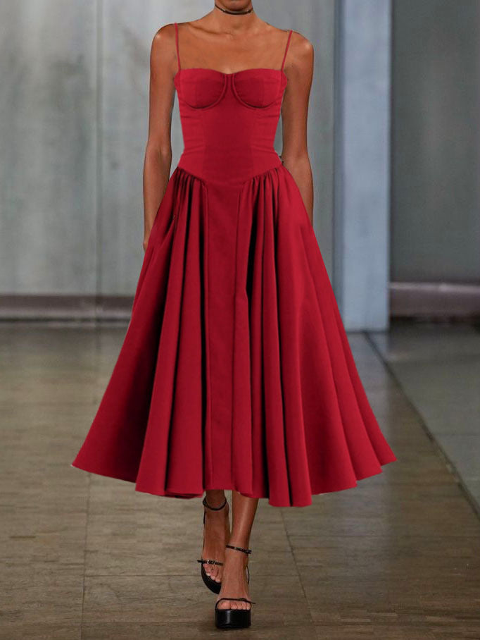 Dame Elegant A-linje Midi Kjole Stilla