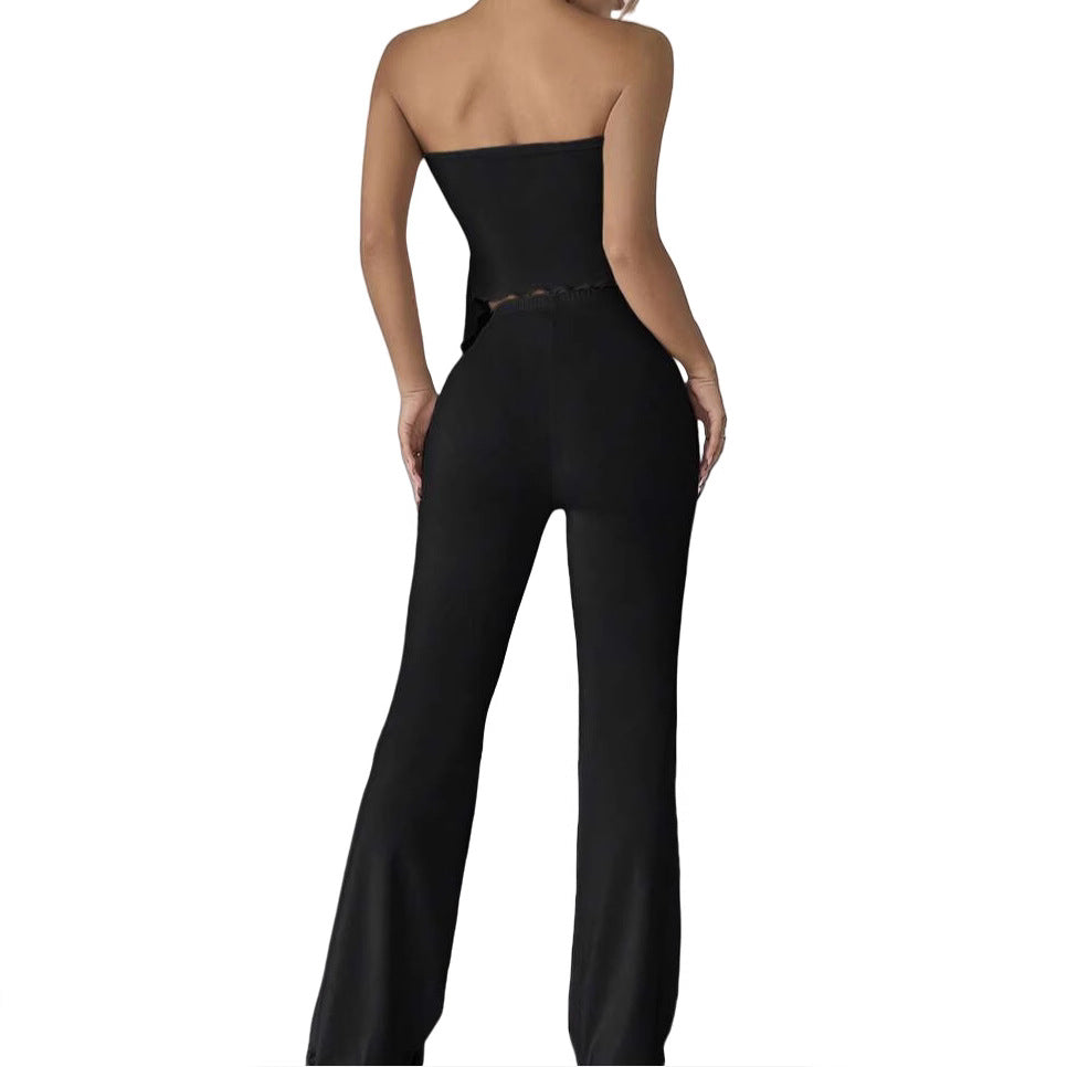 Dame Flared Jumpsuit med rynket top Stilla