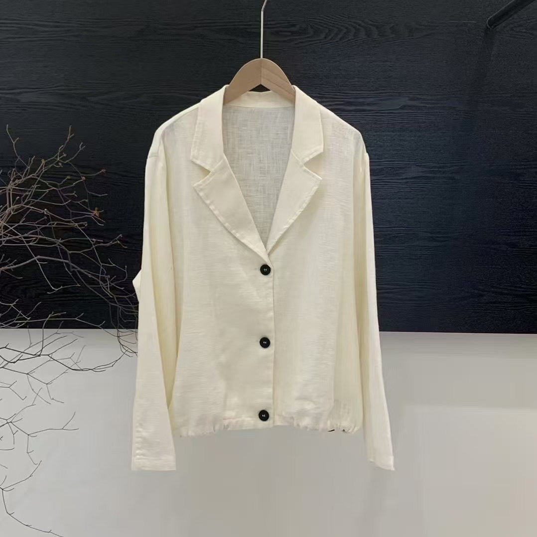 Dame cropped Button-Up Linnedjakke Stilla