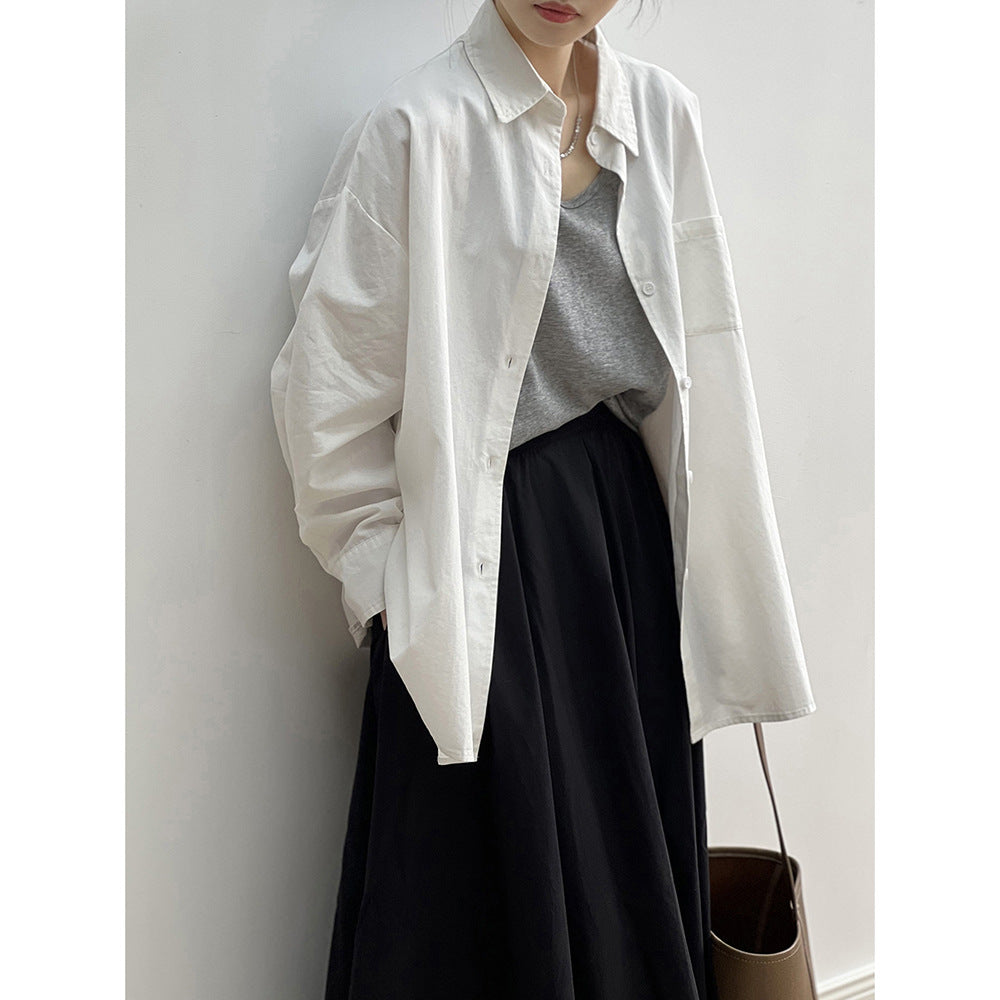 Dame afslappet linned bluse med åndbar pasform og praktisk brystlomme Stilla