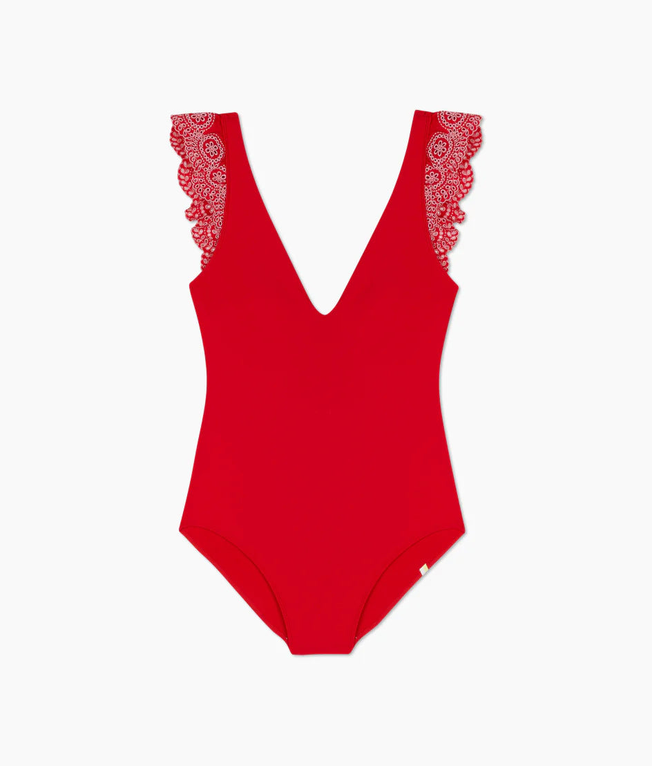 Dame Elegant Enkelt Badeanstøj med Spidsærmer Stilla