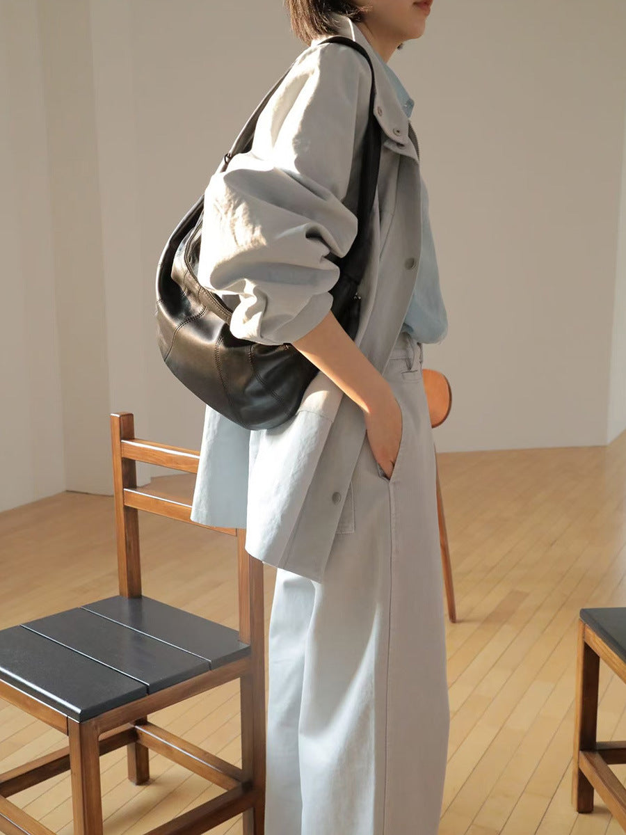 Dame afslappet overshirt-jakke i let stof med praktiske lommer Stilla