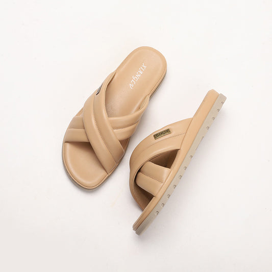 Dame afslappet slides med flettet remdesign Stilla