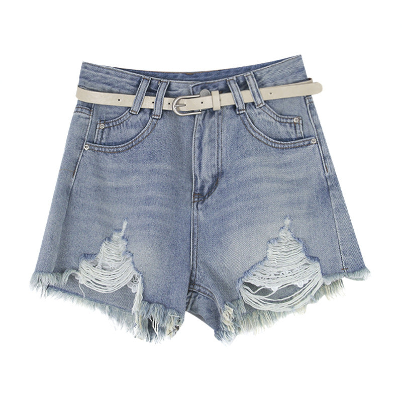Dame Destroyed Denim-Shorts med afslappet snit og vintage-detaljer Stilla