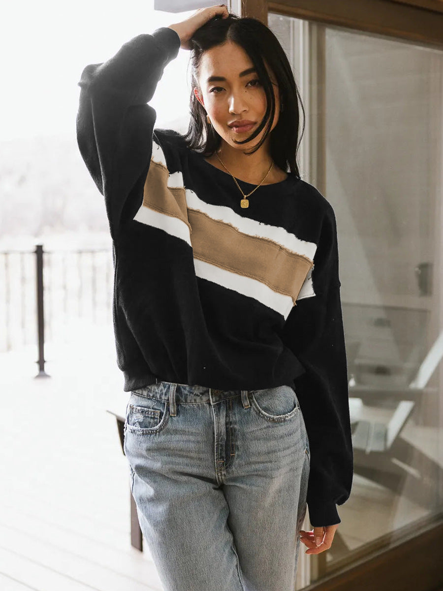 Dame afslappet oversized sweater med moderigtigt stribemønster og blødt materiale Stilla