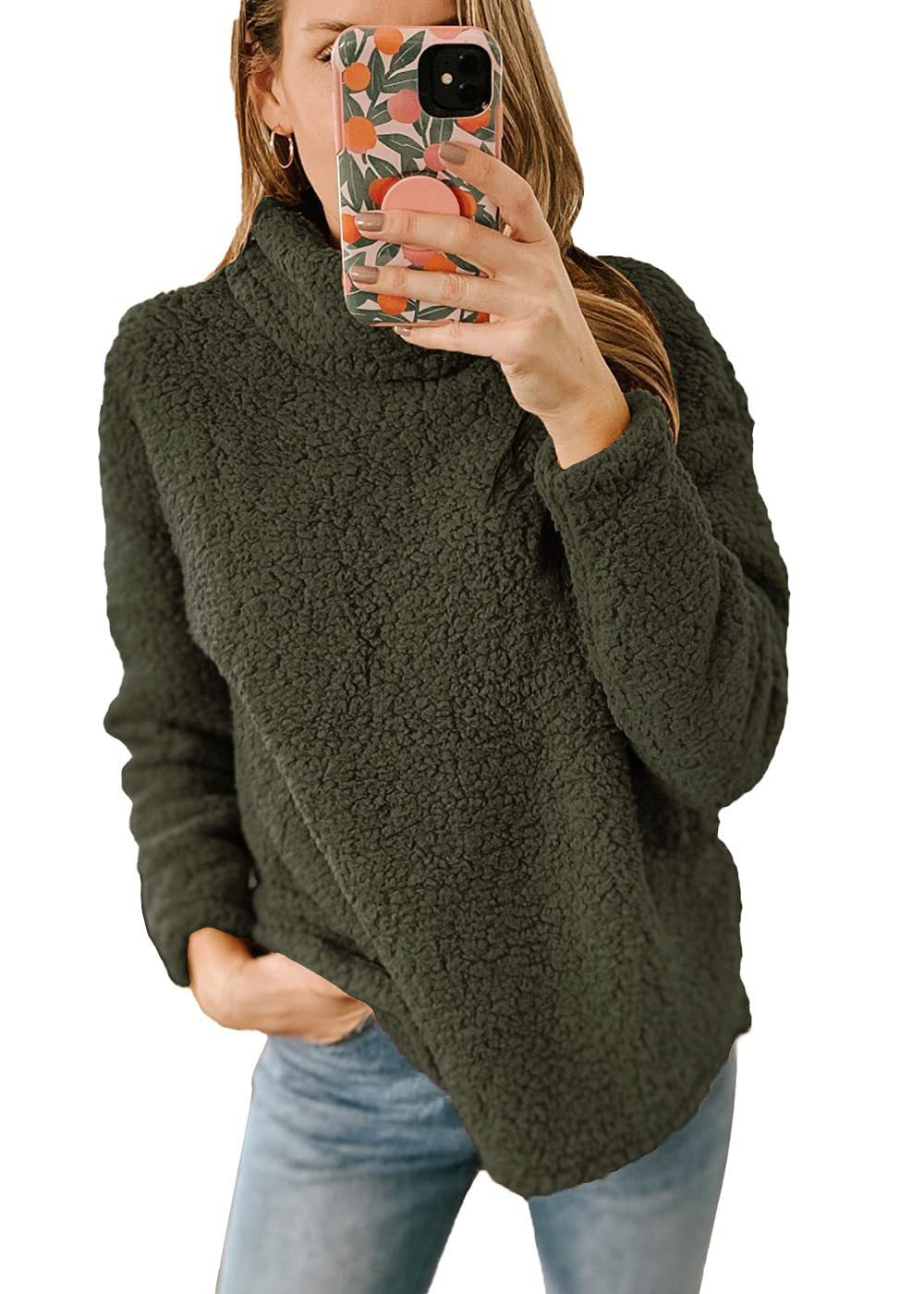 Dame hyggelig sweater i oversized stil med høj krave og blødt overmateriale Stilla