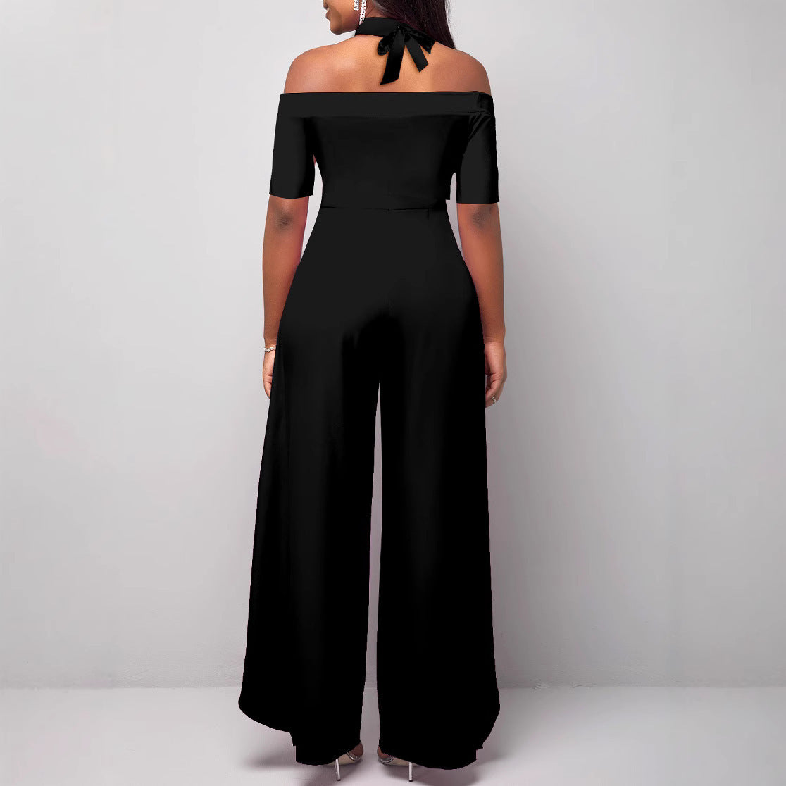 Dame elegant jumpsuit med åbne skuldre og moderne cut-out detaljer Stilla