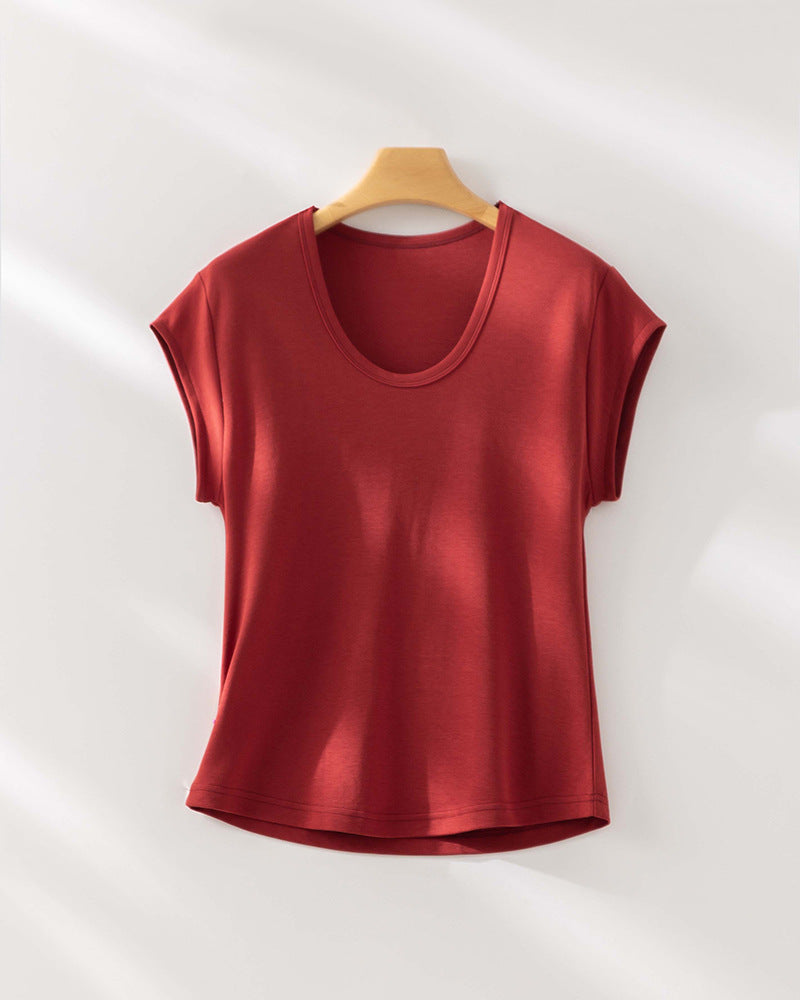 Femme Cap Sleeve Modal Blandingsmateriale Top Stilla