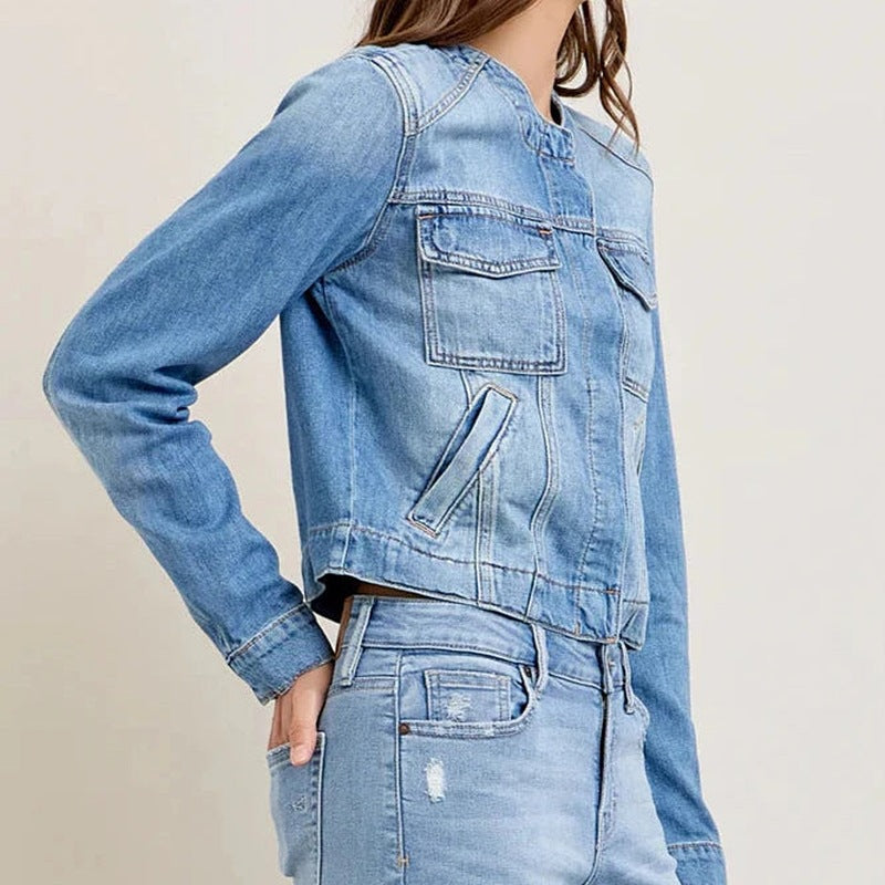Dame Denim-Jeansjakke med afslappet pasform og moderne detaljer Stilla