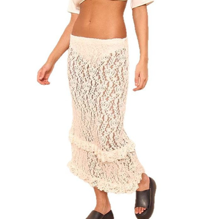 Dame Elegant Hæklet Strandnederdel Stilla