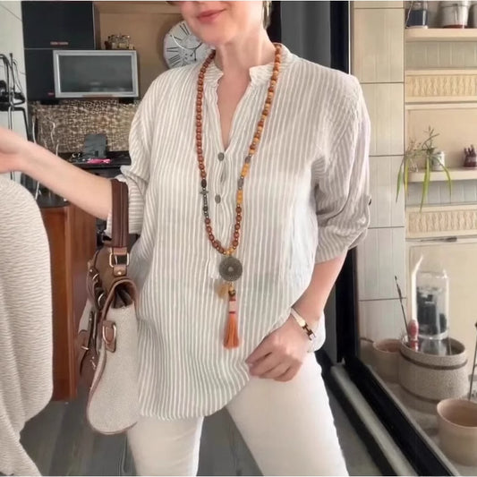 Dame afslappet skjorte med struktur Stilla