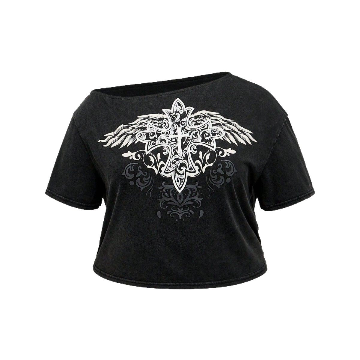 Dame Crop-Top med spændende grafiktryk og løs pasform Stilla