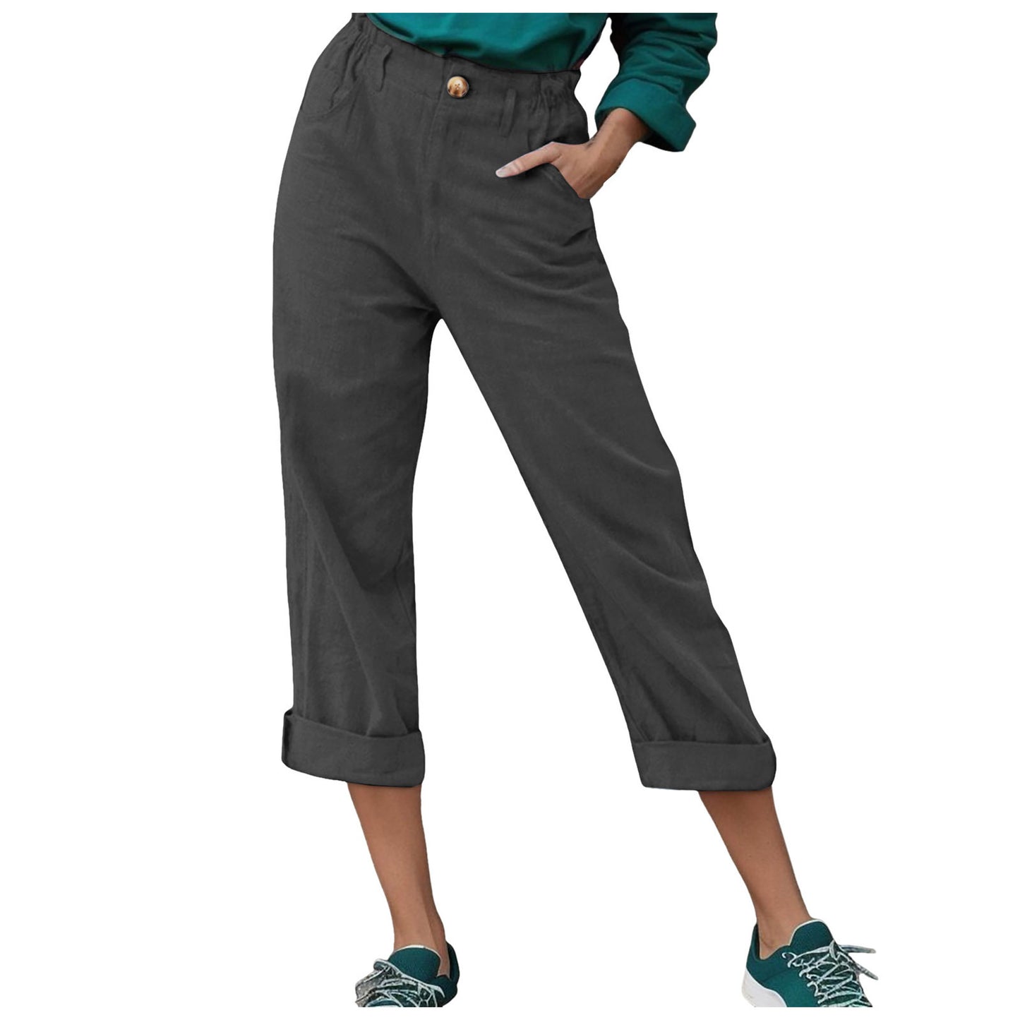 Dame Afslappet Pasform Crop Bukser Stilla