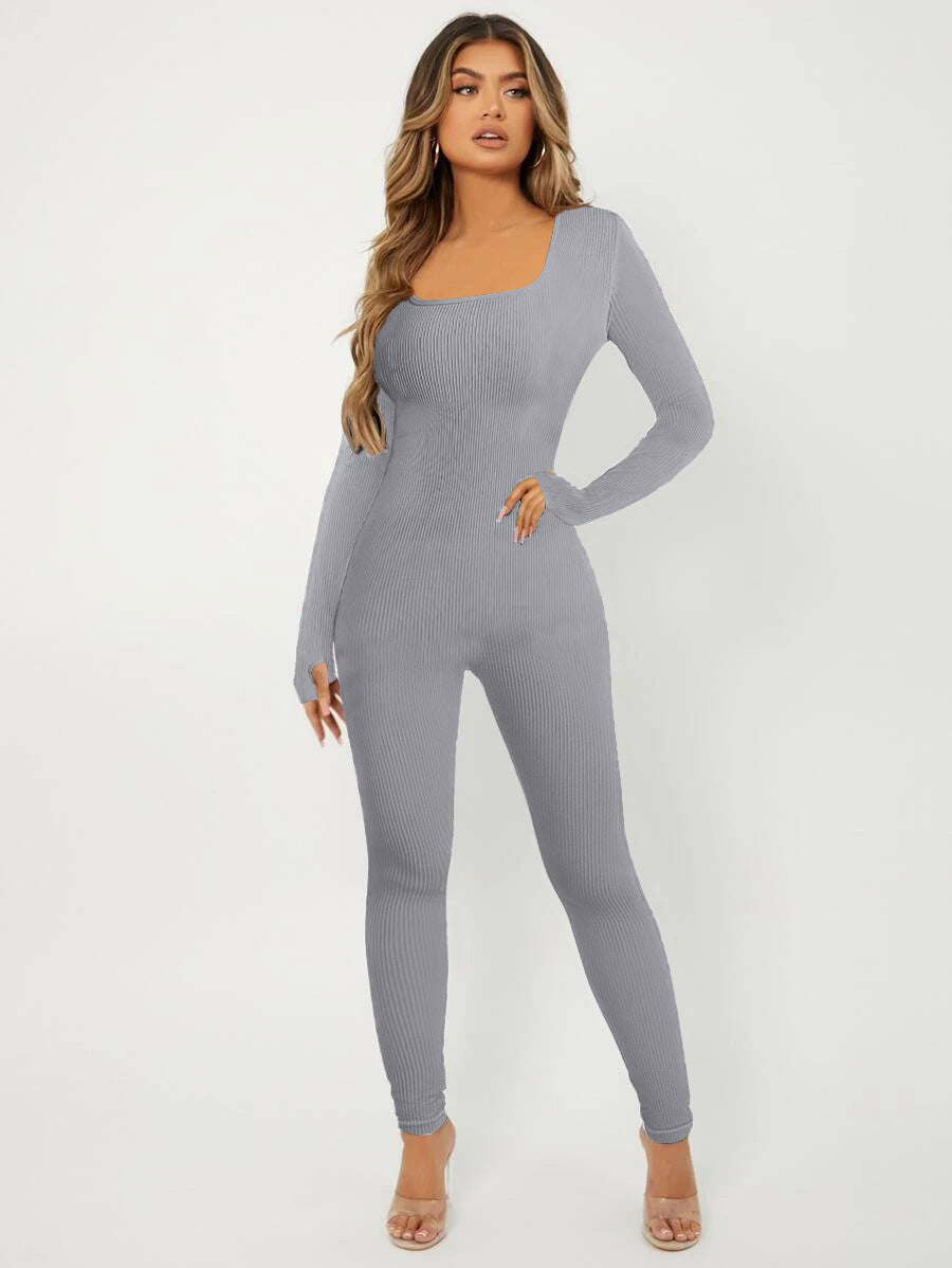 Dame jumpsuit med lange ærmer og struktureret design Stilla
