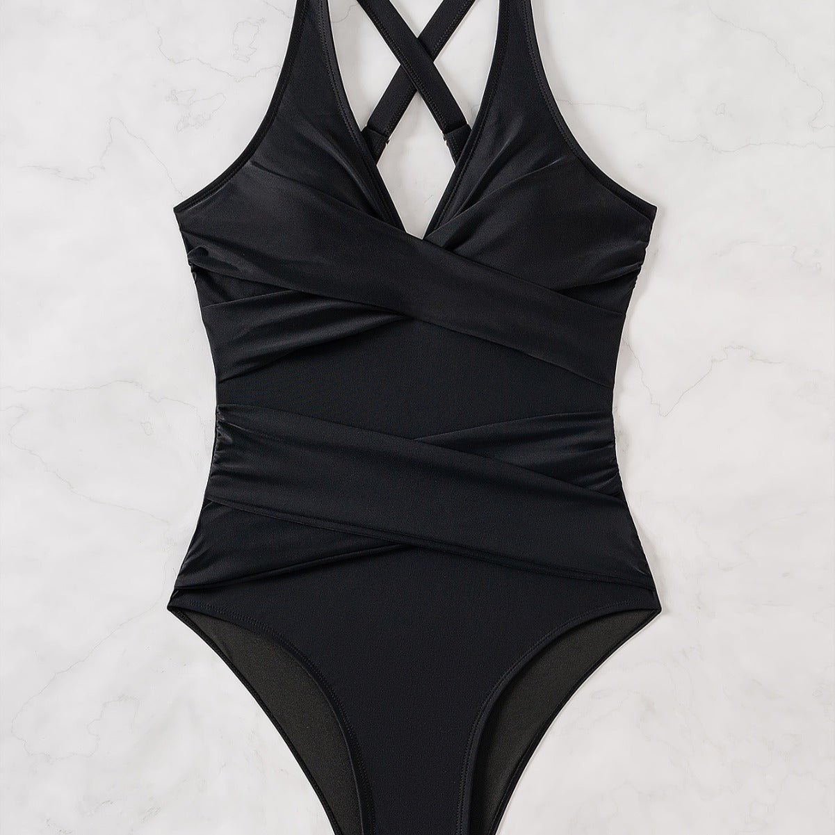 Dame elegant badedragt med raffineret indpakningslook og flatterende V-udskæring Stilla