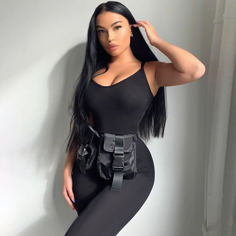 Dame Bodycon Jumpsuit med justerbare spaghetti stropper Stilla