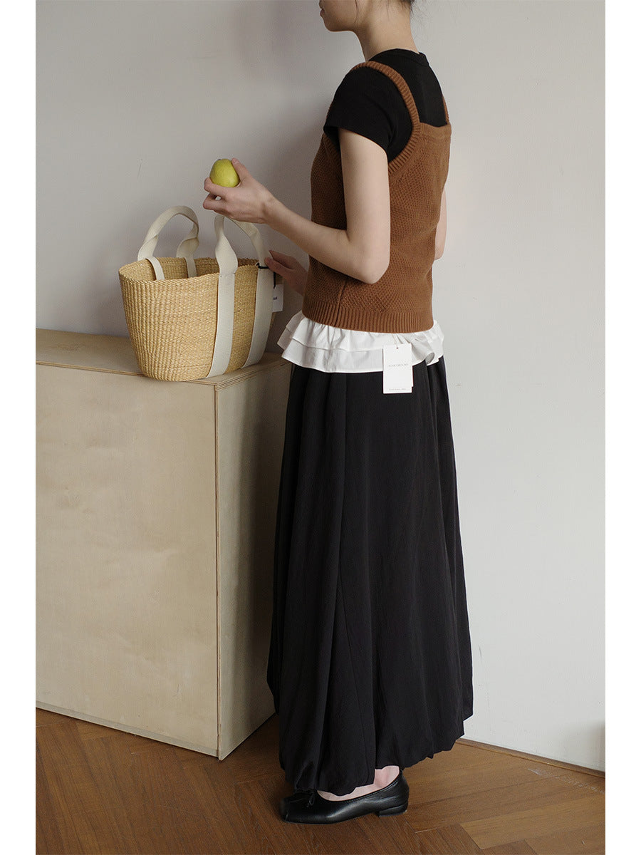 Dame afslappet kombination af ærmeløs top og flydende maxiskørt med blomster mønster Stilla