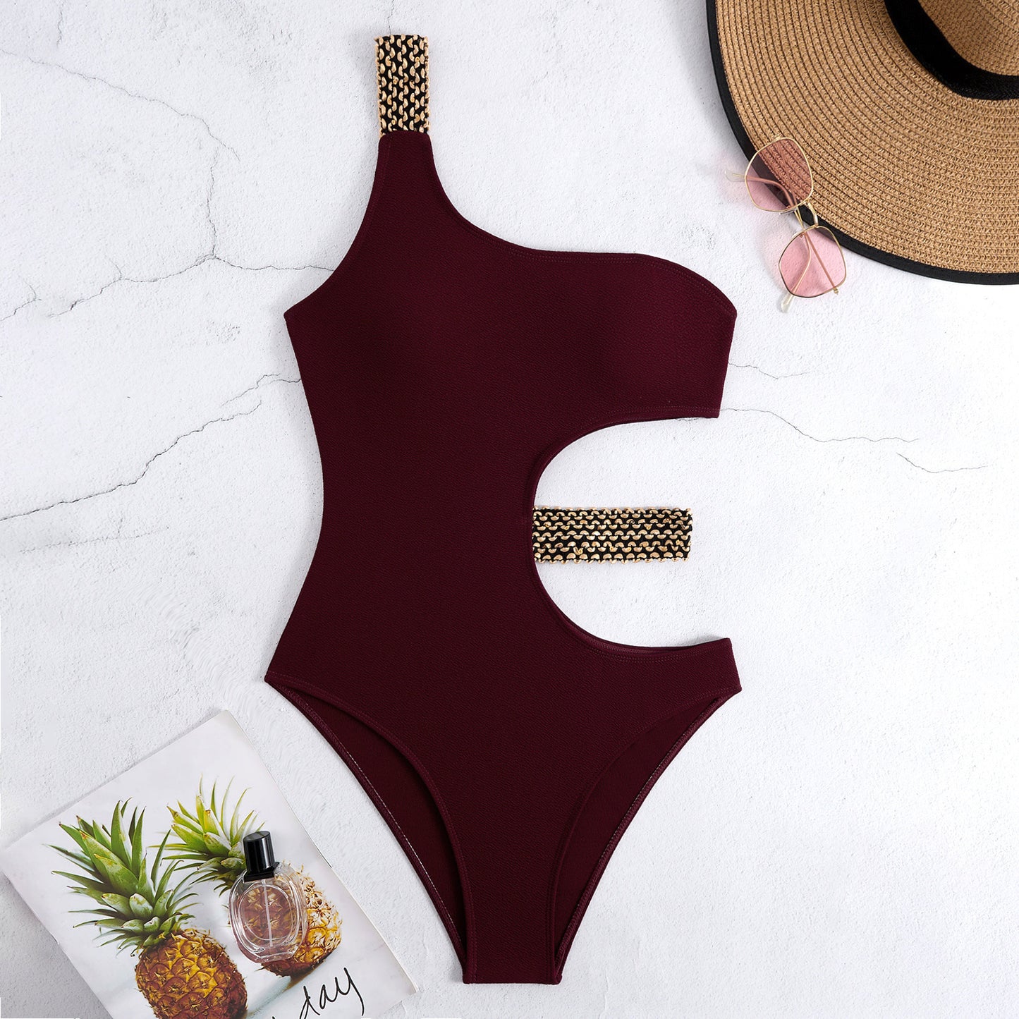 Dame Cut-Out En-skulder Monokini Badetøj Stilla