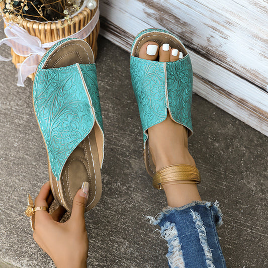 Dame åbne pantoletten med blomstret design Stilla