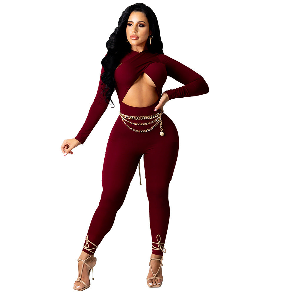 Dame Cut-Out Jumpsuit med høj talje og raffinerede detaljer Stilla