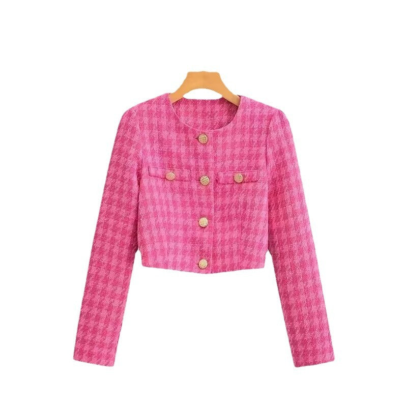 Dame elegant hæklede blazerjakke med gyldne knapdetaljer Stilla