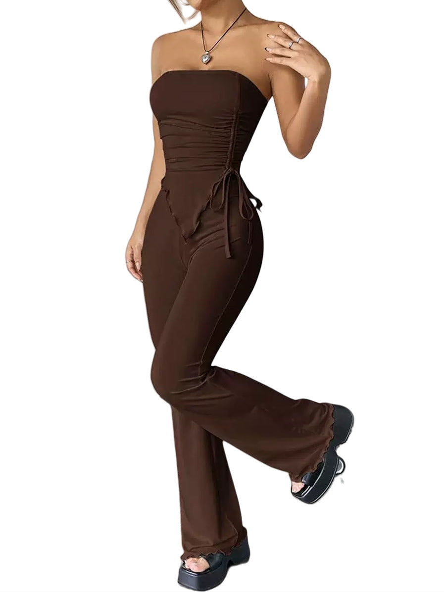 Dame Flared Jumpsuit med rynket top Stilla