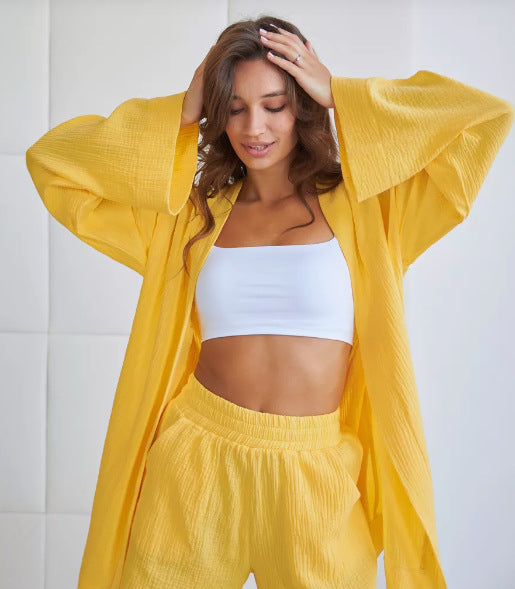 Dame afslappet Kimono-jakke med bælte og åbne ærmer Stilla