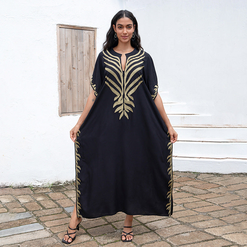 Dame elegant kaftan med kunstfærdigt gulvmønster Stilla