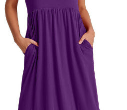 Dame afslappet maxikjole med elastisk talje og dyb flæse Stilla