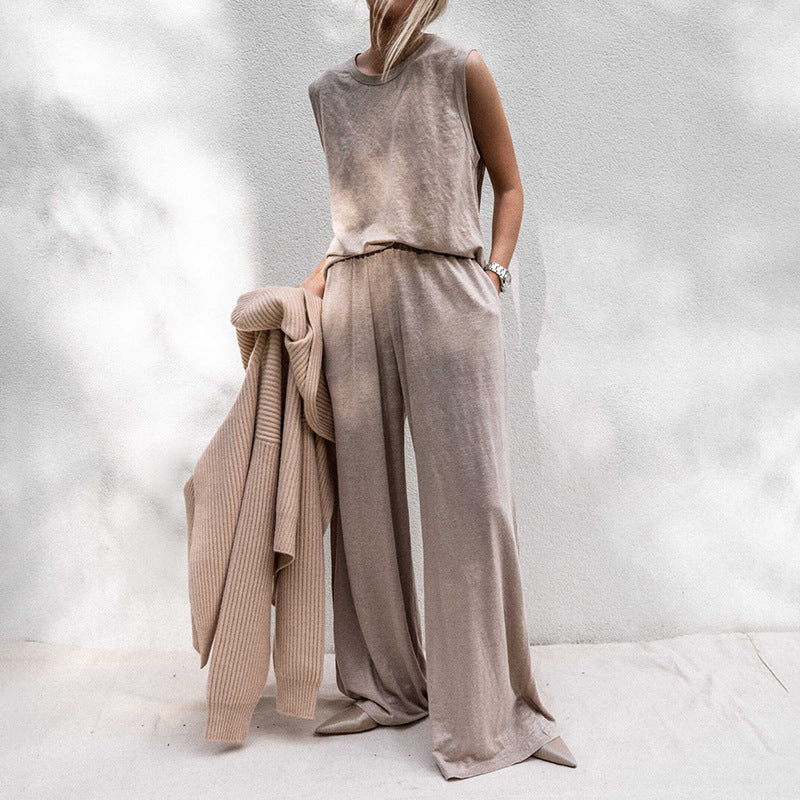 Dame Elegant fritids-sæt med løs pasform og ærmeløs top Stilla