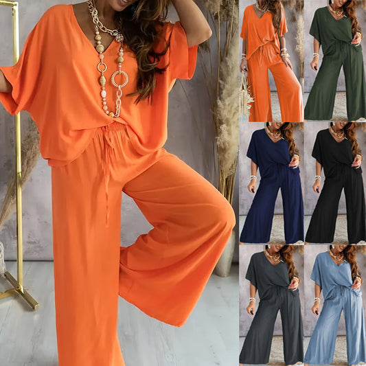 Dame afslappet jumpsuit med bred pasform og elastisk talje Stilla